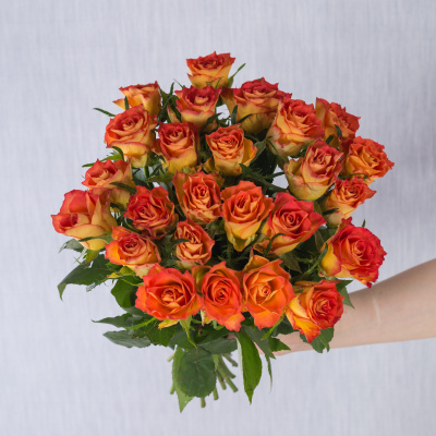 Букет из 25 Роз Кения Оранжевый микс 7313-Ор