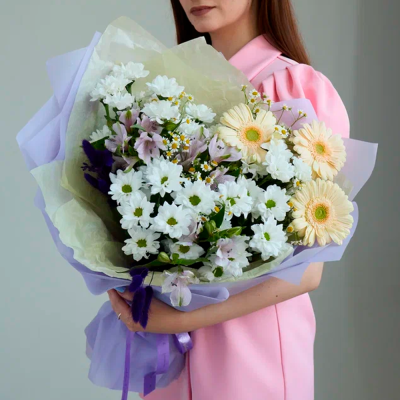 Букет из хризантем с гермини N 84605