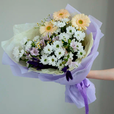 Букет из хризантем с гермини N 84605