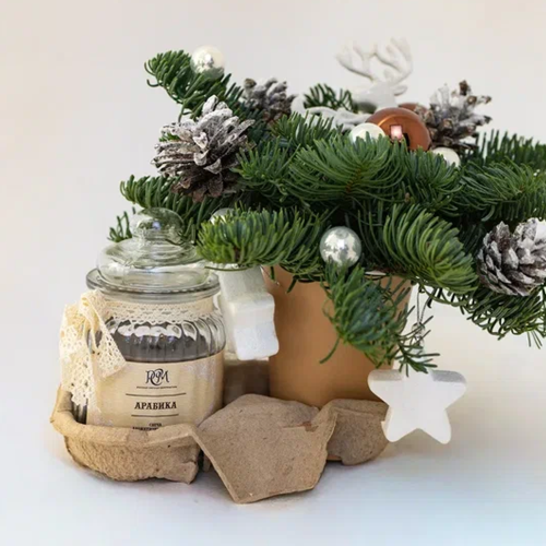 Сет стаканчик из еловых веток со свечой в банке "Сказочный олень" N 90863