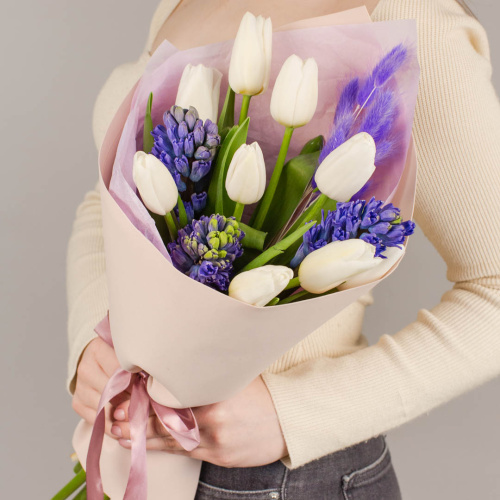 Букет из тюльпанов с гиацинтами (9+3) 46932