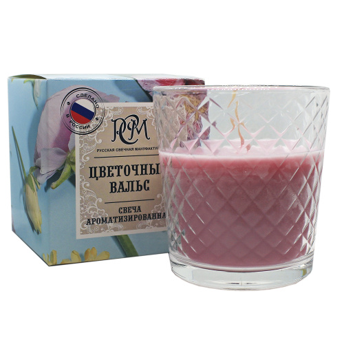 Свеча в стакане ЦВЕТОЧНЫЙ ВАЛЬС 30 ч