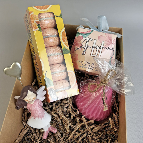 Подарочный бокс "Сочиняй мечты" бомбочки и соль для ванны, свеча 69388