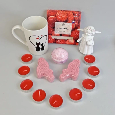 Подарочный набор "Влюбленные коты" бомбочки для ванны, ангел, кружка, свечи 69426