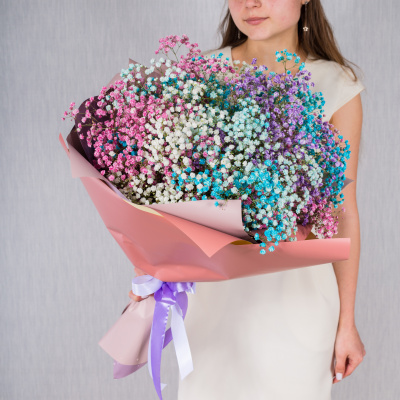 Большой букет из цветных гипсофил N 35975