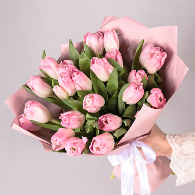 Букет из 25 нежно-розовых тюльпанов 46175
