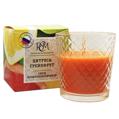 Свеча в стакане ЦИТРУС & ГРЕЙПФРУТ 30 ч Свеча в стакане ЦИТРУС & ГРЕЙПФРУТ 30 ч